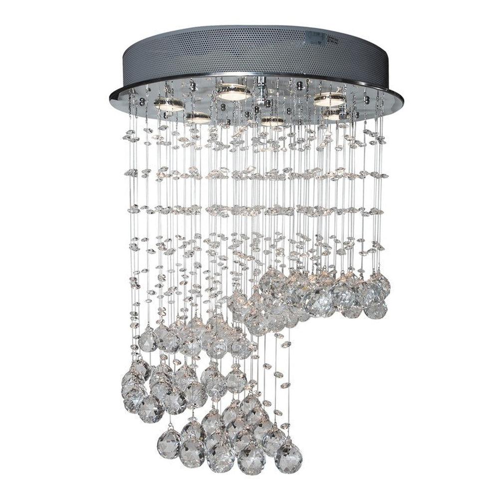 Finesse Decor Grand Waterfall Chandelier Chrome Metal and Crystal LED Light. Picture 2