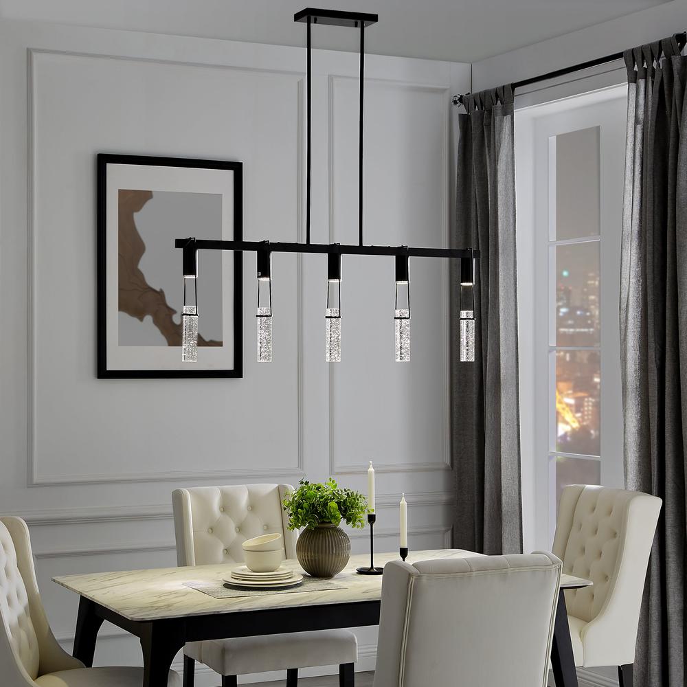 Harmony Chandelier Matte Black Metal and Acrylic 5 LED Lights Dimmable. Picture 2