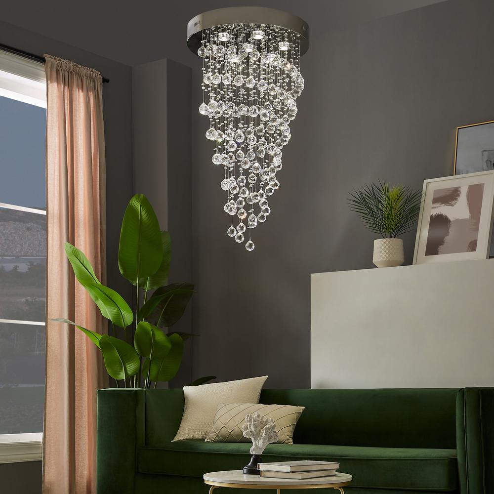 Finesse Decor Helix Chandelier Chrome Metal and Crystal LED Light. Picture 5