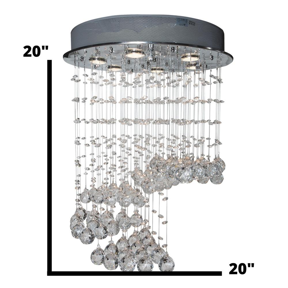 Finesse Decor Grand Waterfall Chandelier Chrome Metal and Crystal LED Light. Picture 4
