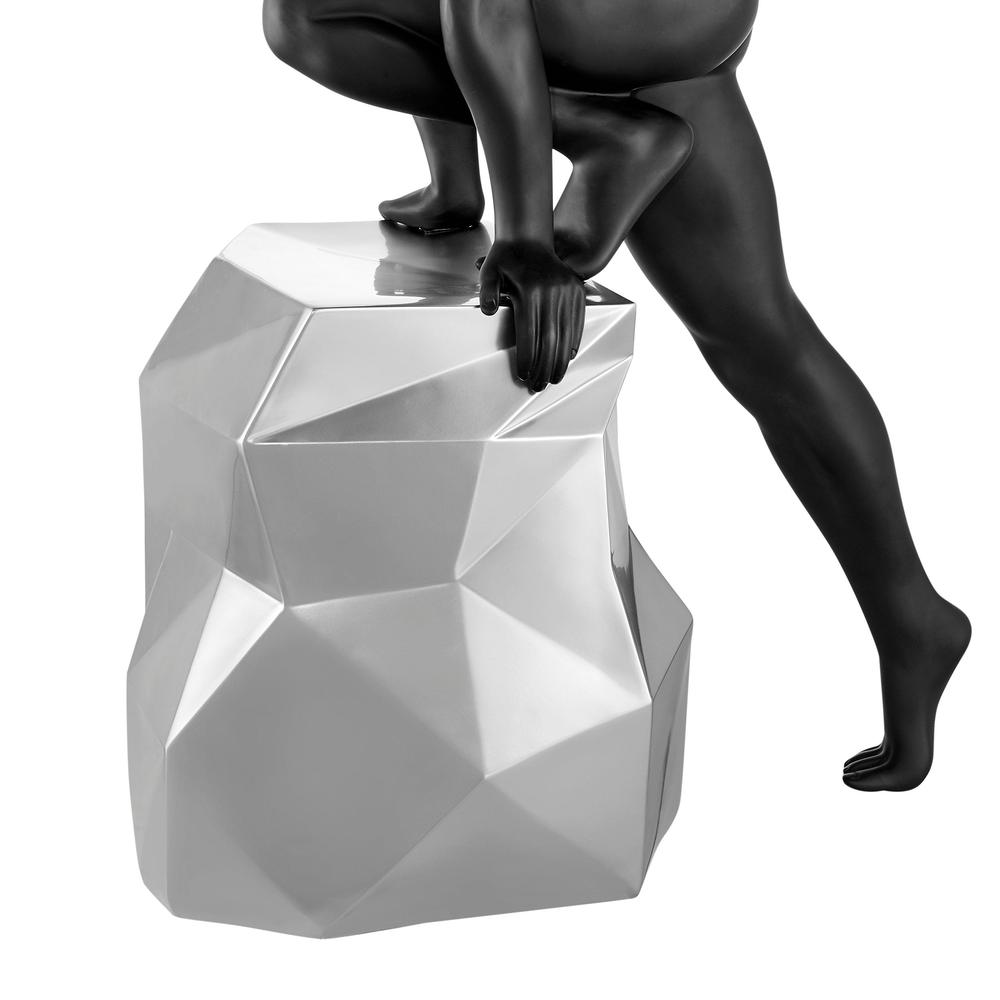 Sensuality Man Sculpture Matte Black and Chrome Resin Handmade. Picture 3