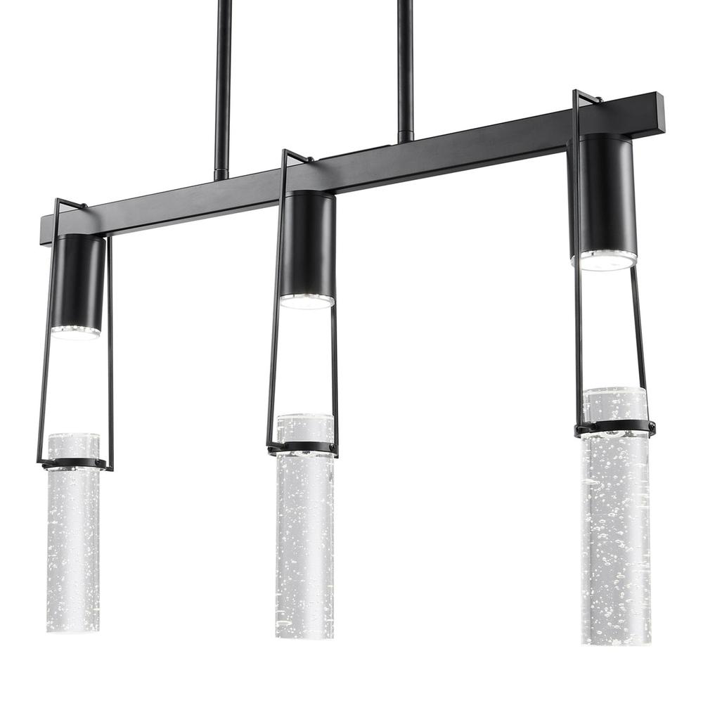 Harmony Chandelier Matte Black Metal and Acrylic 3 LED Lights Dimmable. Picture 3