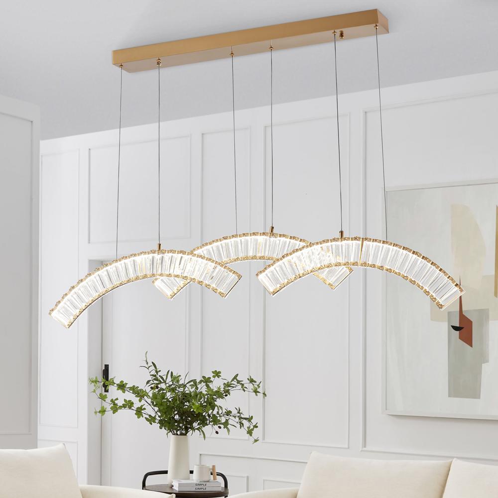 Sanford Chandelier Gold Crystal Integrated LED CC Technology 2 LED Strips. Picture 2