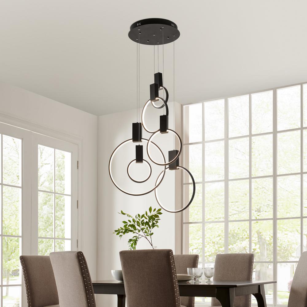 Hong Chandelier Matte Black Metal Integrated LED Dimmable. Picture 2