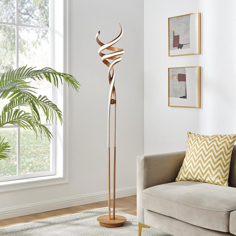 Finesse Decor Munich Floor Lamp Wood Metal Dimmable Integrated LED. Picture 5