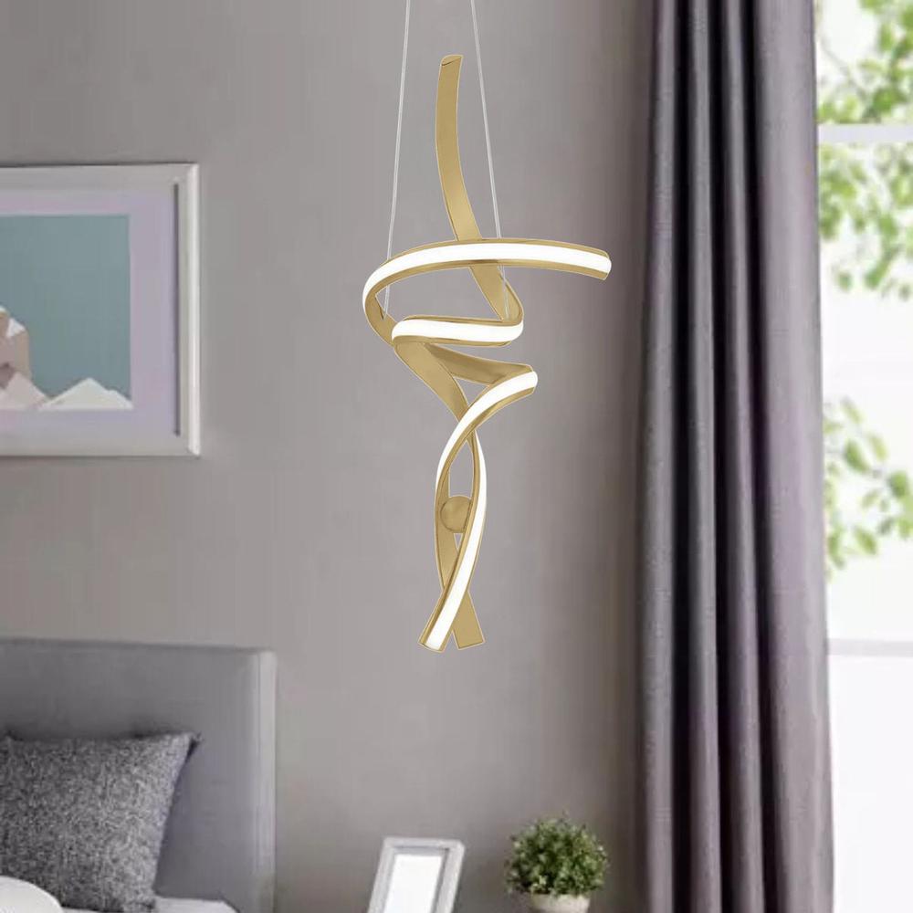 Hamburg Chandelier Sandy Gold Metal Integrated LED Dimmable. Picture 2