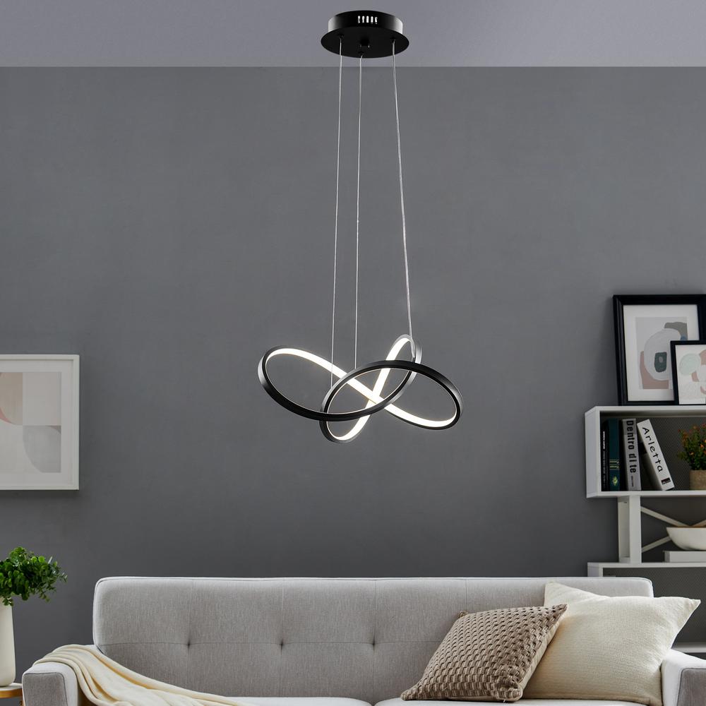 Knotted Chandelier Black Metal Integrated LED Dimmable. Picture 2