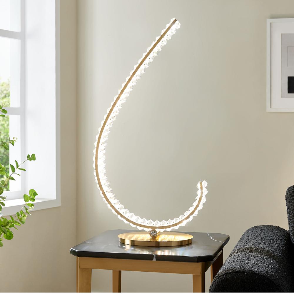 Finesse Decor Grace Table Lamp Gold Metal and Crystal Dimmable Integrated LED. Picture 3