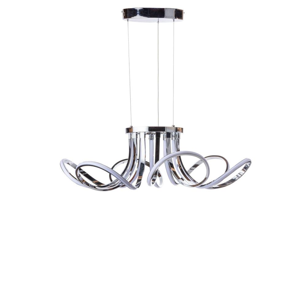 6 Petal Flower Chandelier Chrome Metal Integrated LED Dimmable. Picture 8