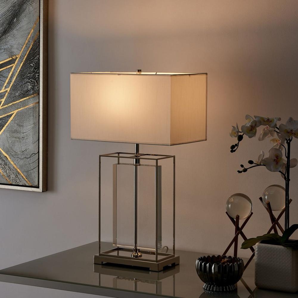 Finesse Decor Rectangular Table Lamp Chrome Metal LED Light. Picture 4