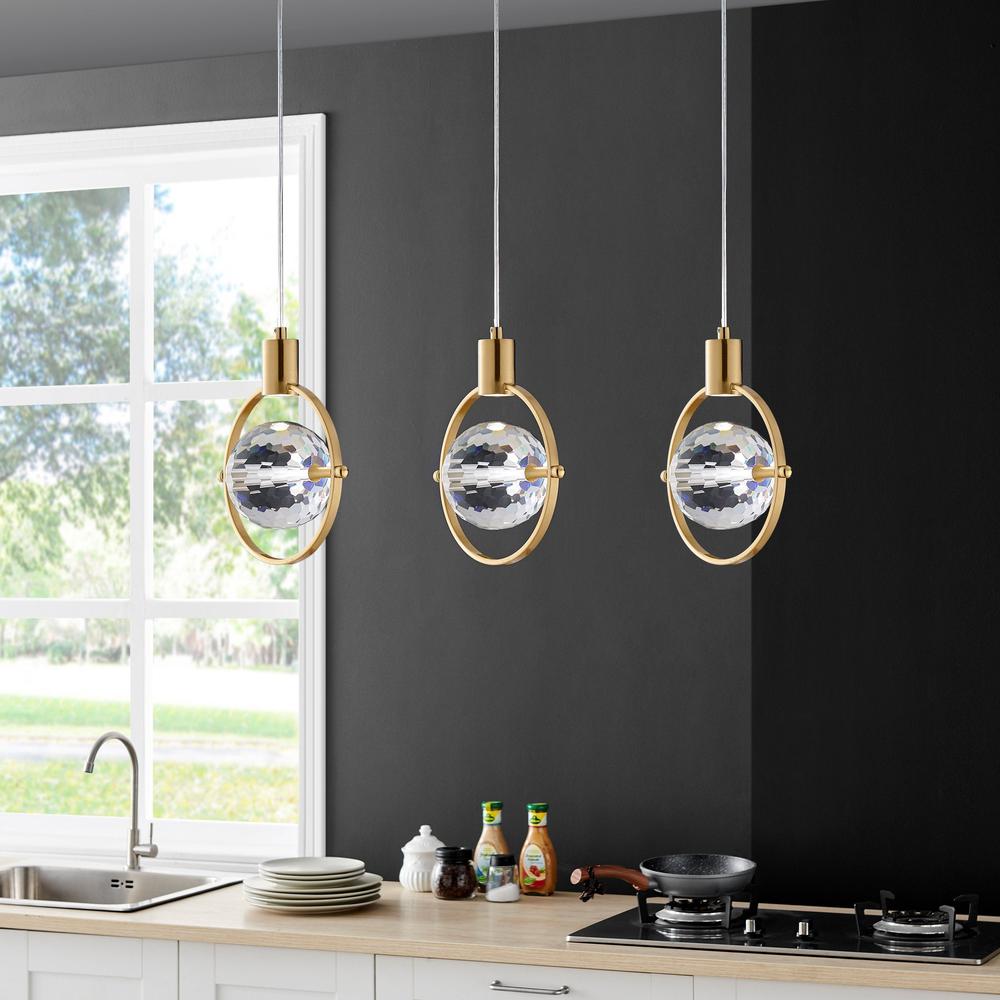 Finesse Decor Hollywood Pendant Gold Metal and Acrylic LED Light. Picture 5