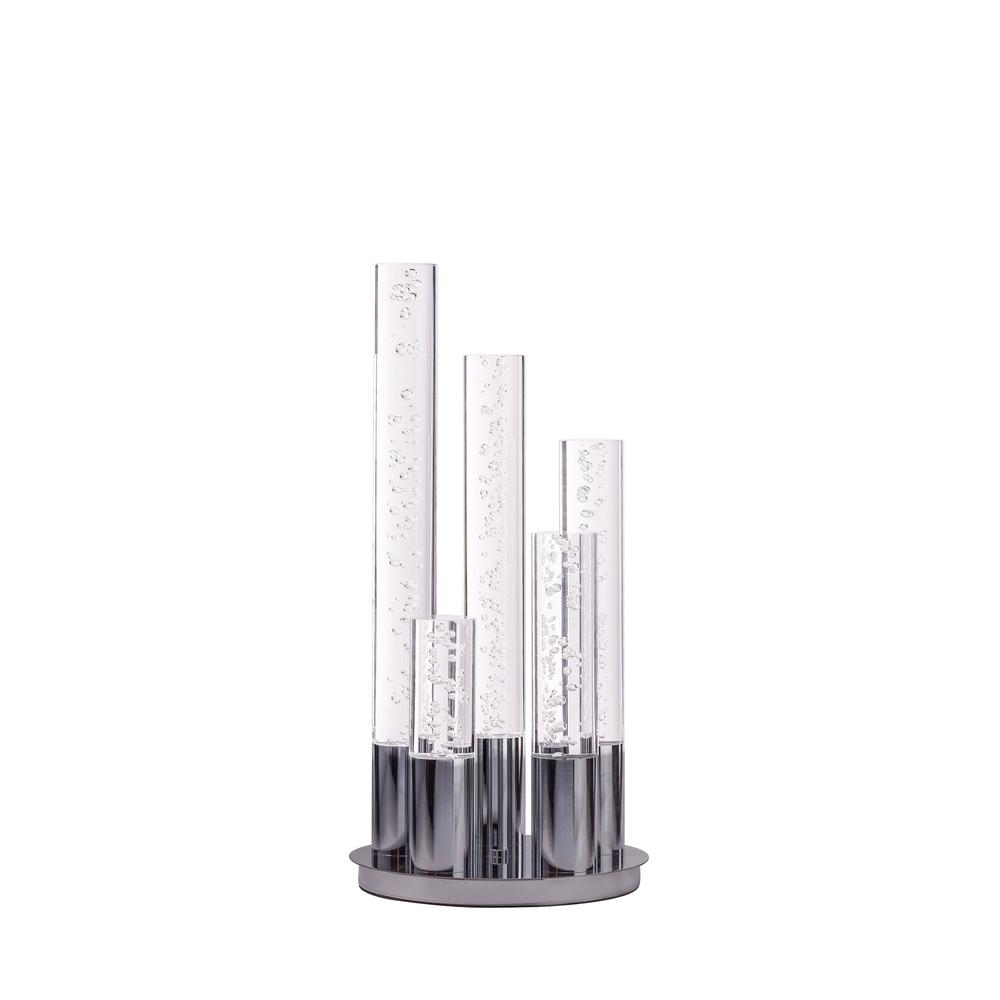 Finesse Decor Cylinders Table Lamp Chrome Metal and Acrylic Dimmable LED Light. Picture 5