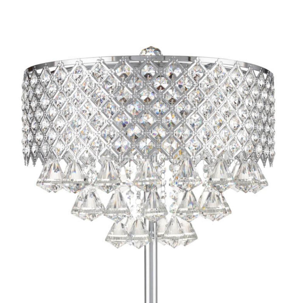 Finesse Decor Grand Table Lamp Chrome Metal and Crystal LED Light. Picture 2