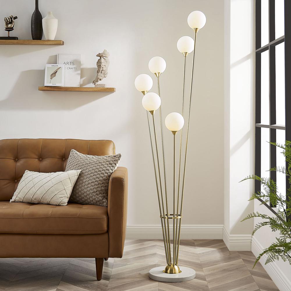 Finesse Decor Anechdoche Floor Lamp Gold and White Metal LED Light. Picture 5