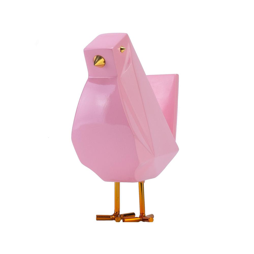 Bird Sculpture Pink Resin Handmade. Picture 1