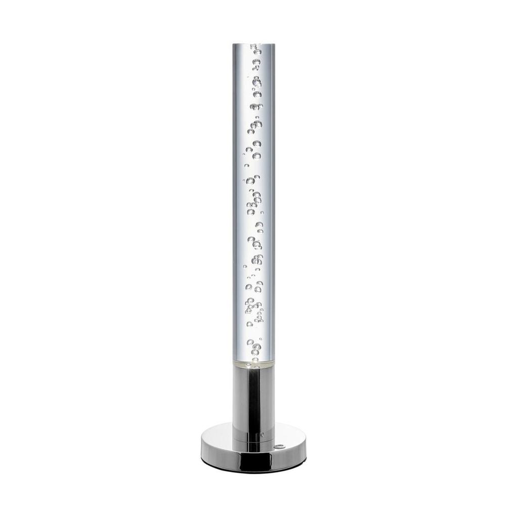 Finesse Decor Cylinder Table Lamp Chrome Metal and Acrylic LED Light. Picture 1