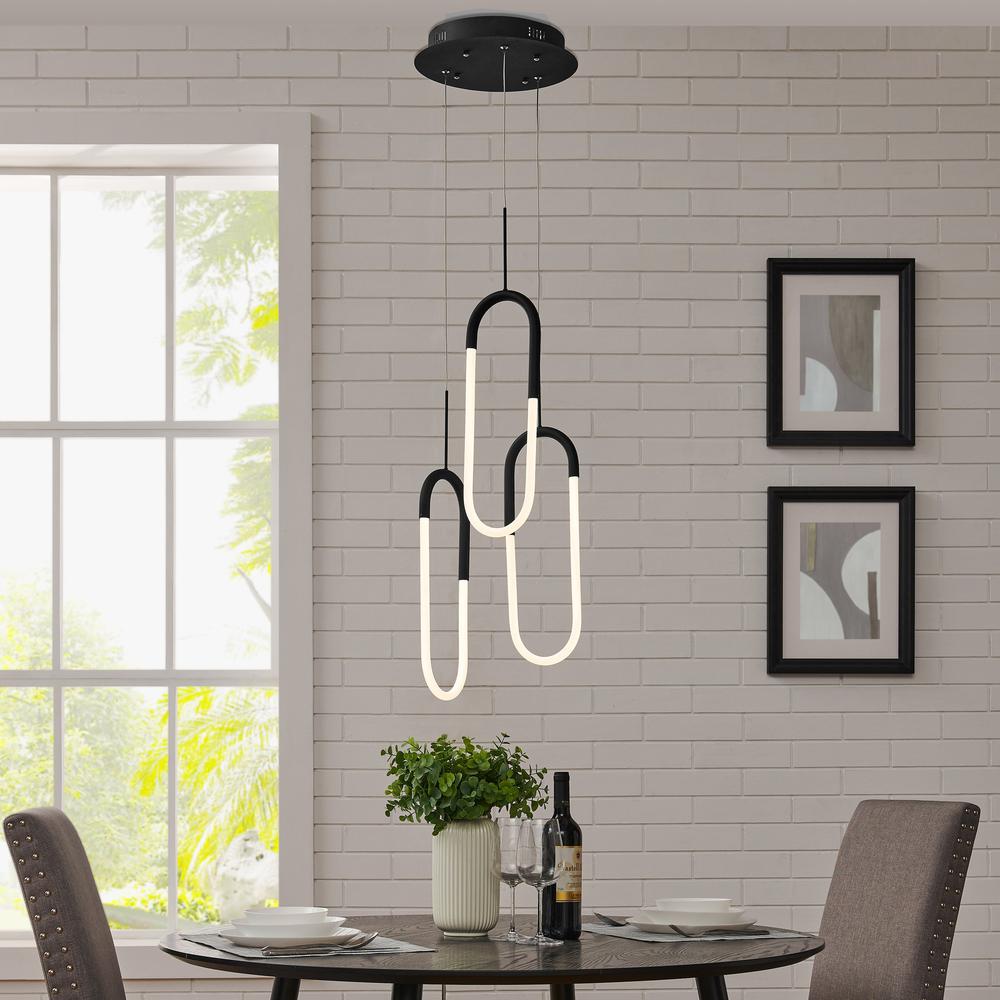 Three Clips Chandelier Matte Black Silicone Integrated LED Dimmable. Picture 2