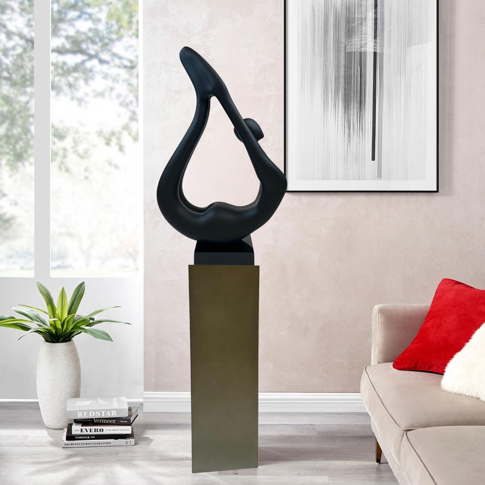 Yoga Floor Sculpture Black with Gray Stand Resin Handmade 59" Tall. Picture 6