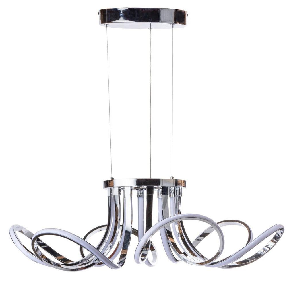 6 Petal Flower Chandelier Chrome Metal Integrated LED Dimmable. Picture 3