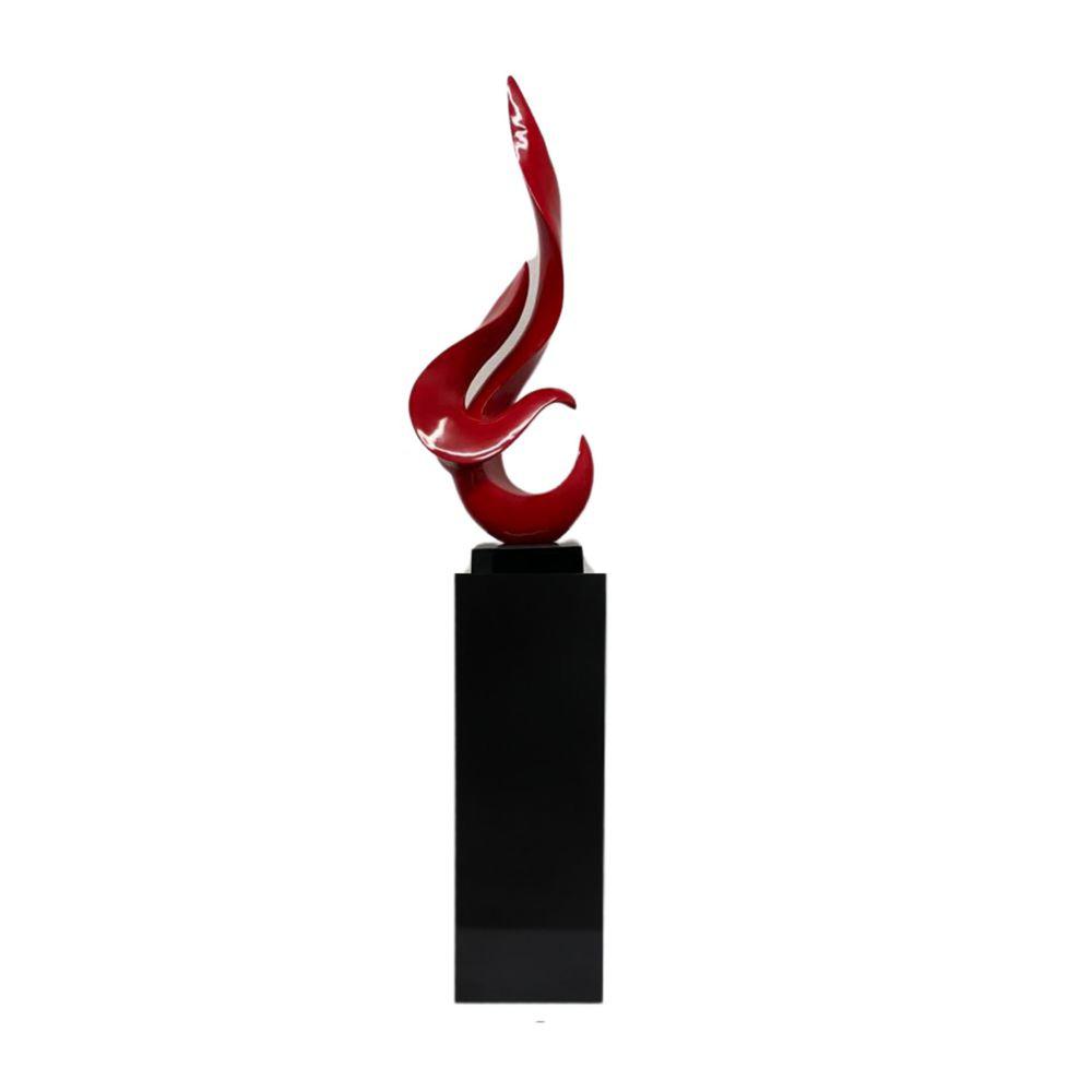 Flame Floor Sculpture Red with Black Stand Resin Handmade 65" Tall. Picture 6