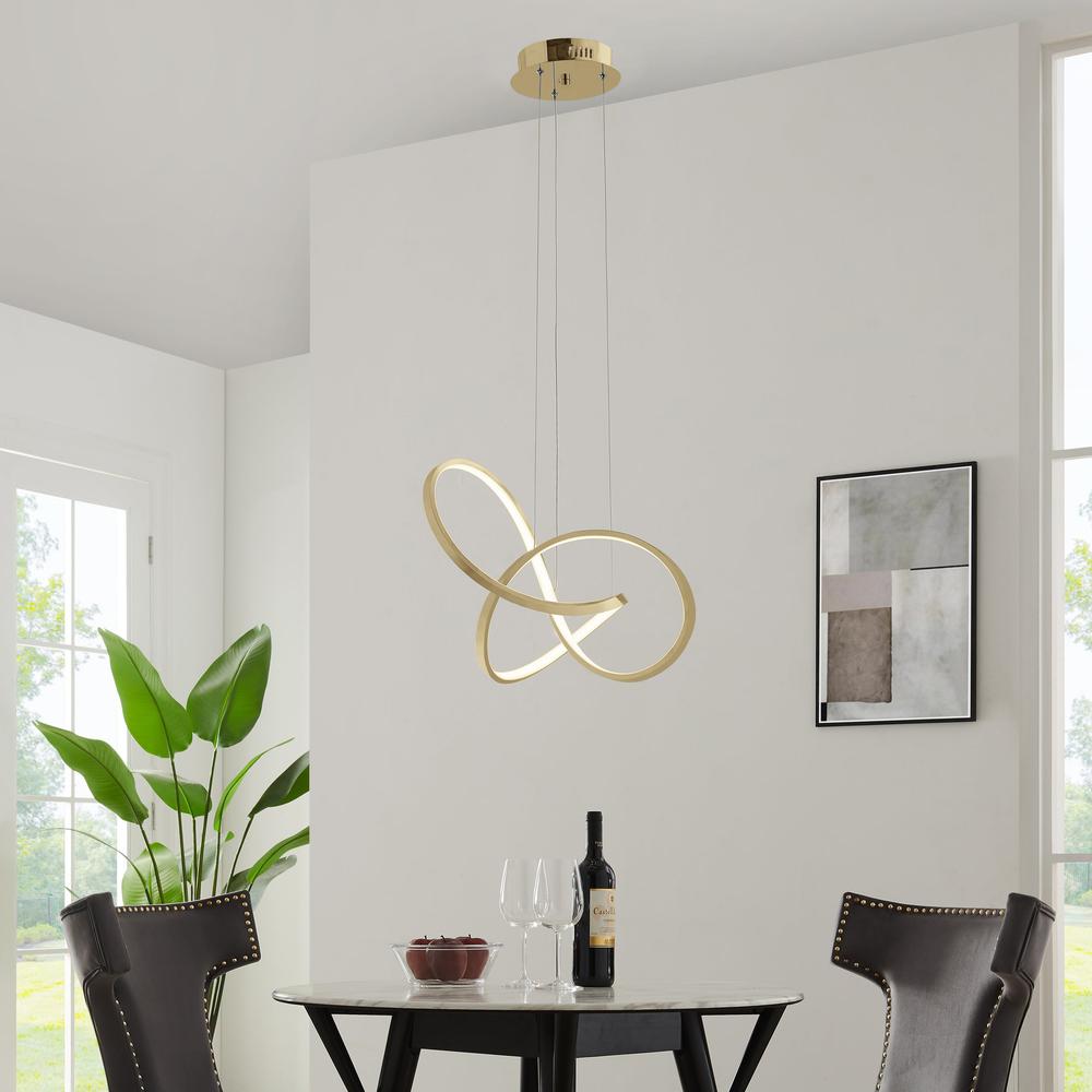 Knotted Chandelier Sandy Gold Metal Integrated LED Dimmable. Picture 3