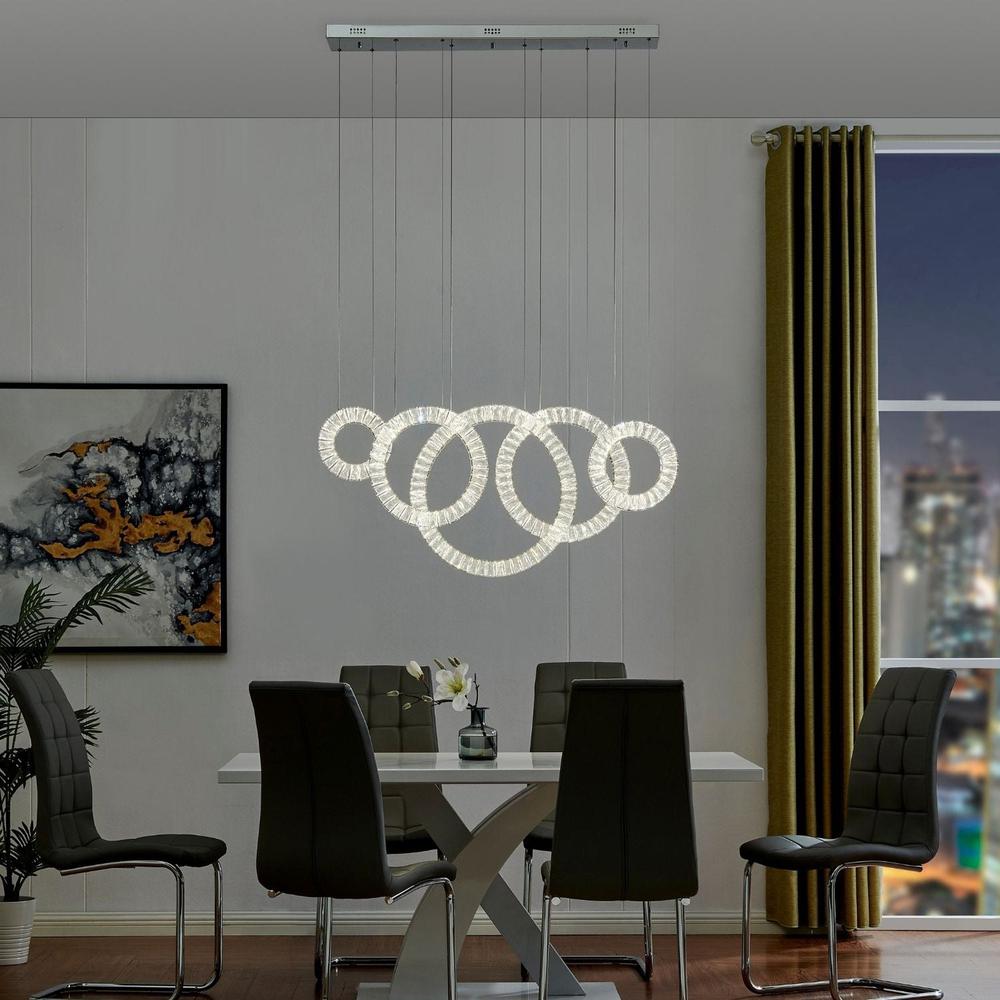 Hoop Progression Chandelier Chrome Crystal Integrated LED Dimmable. Picture 2