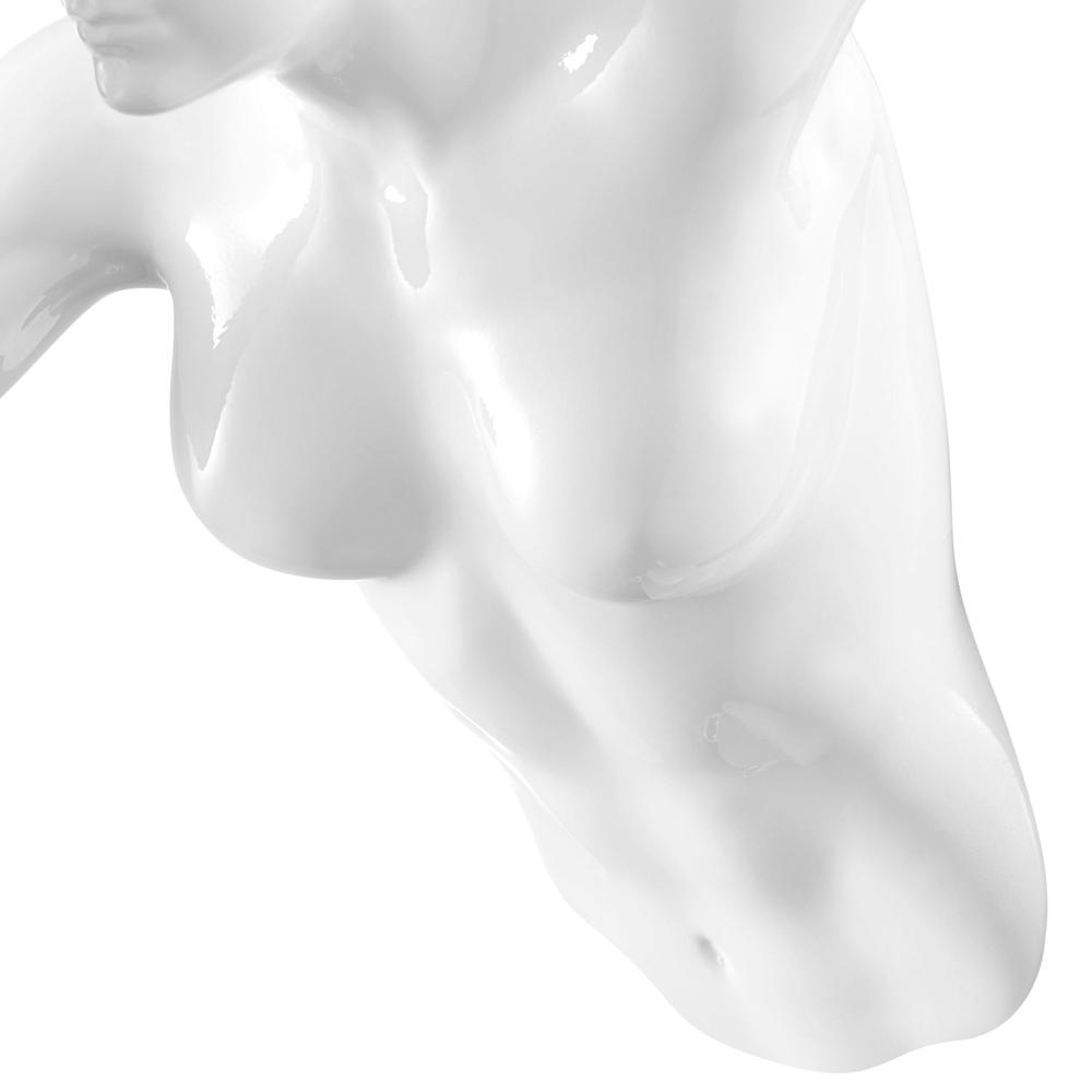 Woman Runner Wall Sculpture Glossy White Resin Handmade. Picture 3