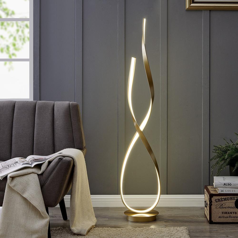 Finesse Decor Vienna Floor Lamp Gold Metal Dimmable Integrated LED. Picture 6