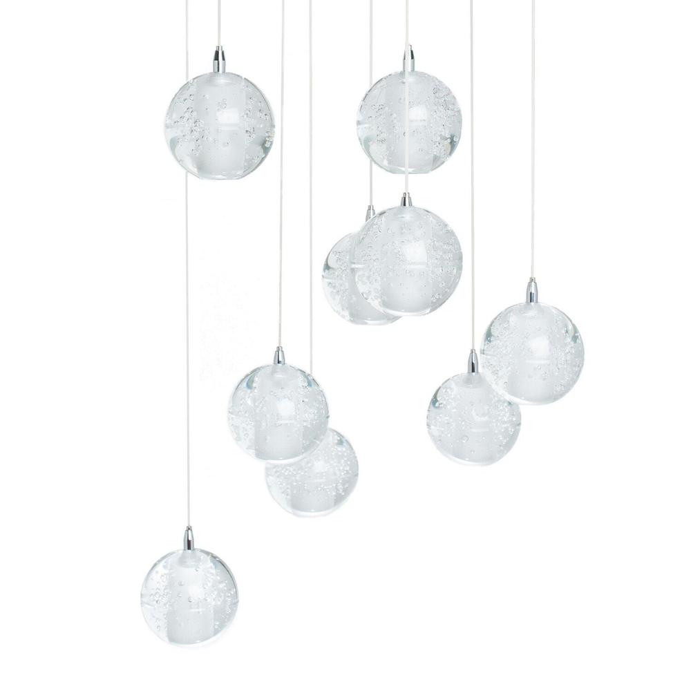 Spheres Chandelier Chrome Metal and Crystal 9 LED Lights. Picture 6