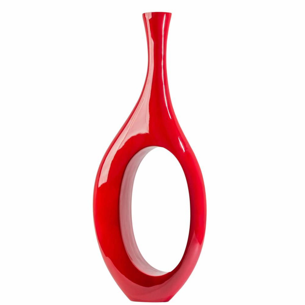 Trombone Vase Sculpture Red Resin Handmade. Picture 1