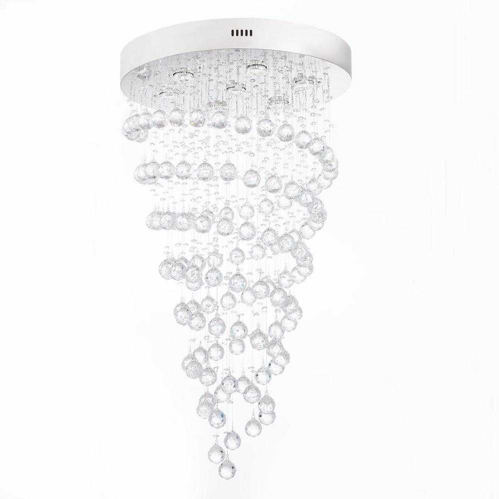 Finesse Decor Helix Chandelier Chrome Metal and Crystal LED Light. Picture 1