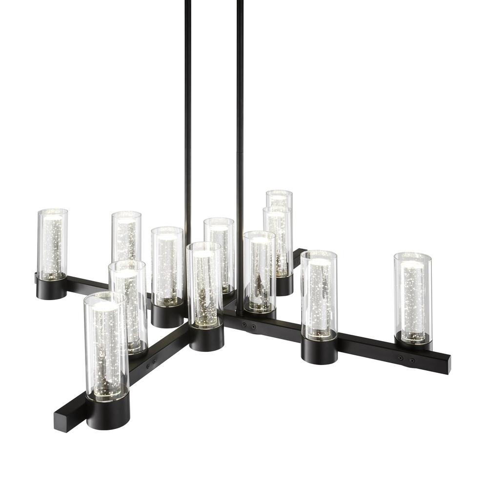 Victory Chandelier Matte Black Metal and Acrylic 12 LED Lights Dimmable. Picture 3