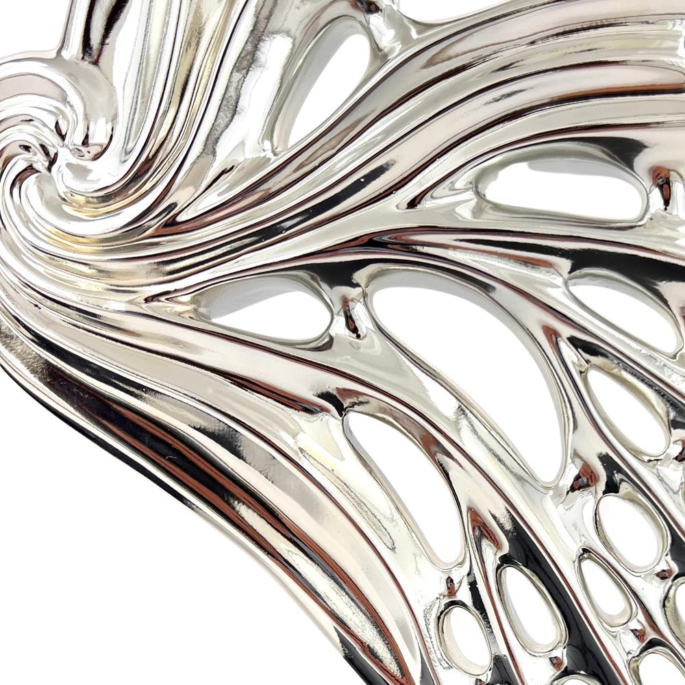 Butterfly Wings Sculpture Chrome Resin Handmade. Picture 6