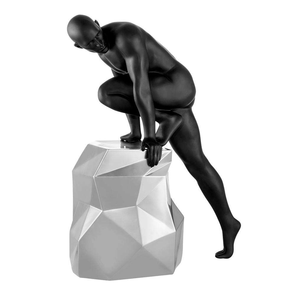 Sensuality Man Sculpture Matte Black and Chrome Resin Handmade. Picture 1