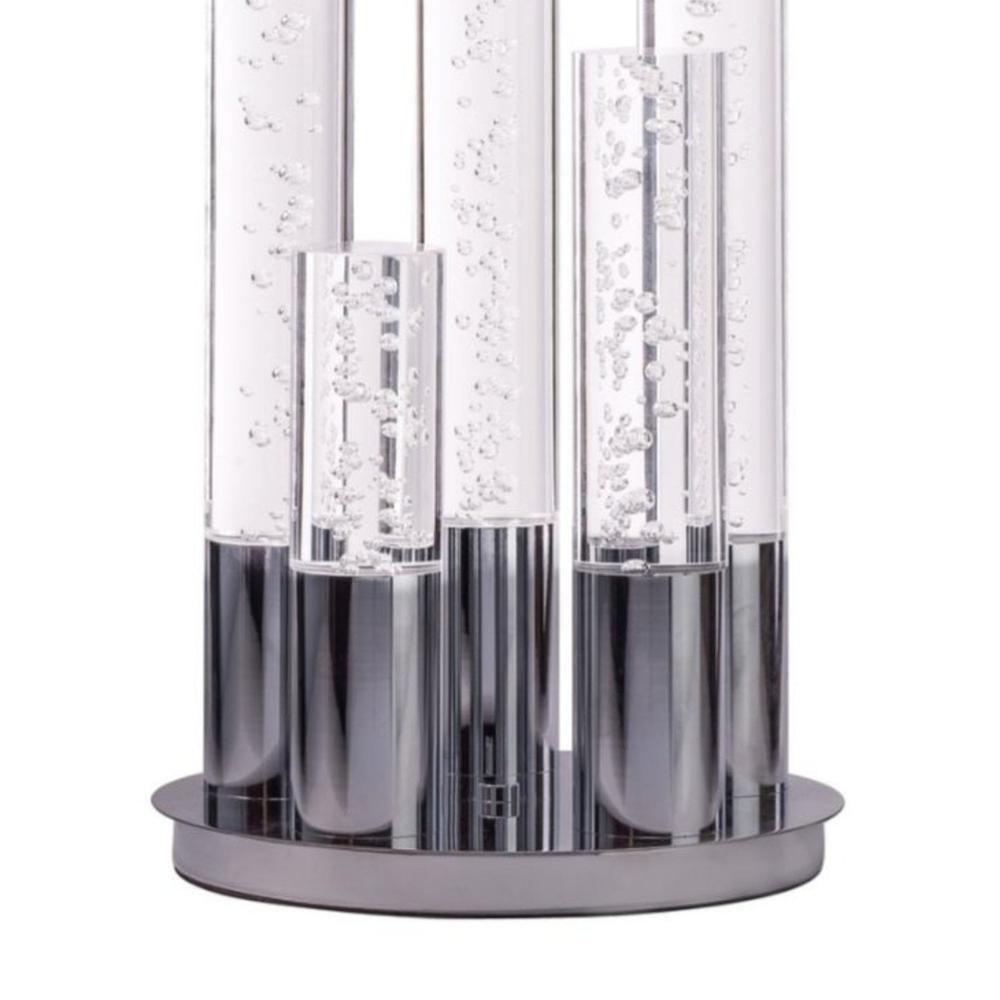 Finesse Decor Cylinders Table Lamp Chrome Metal and Acrylic Dimmable LED Light. Picture 3