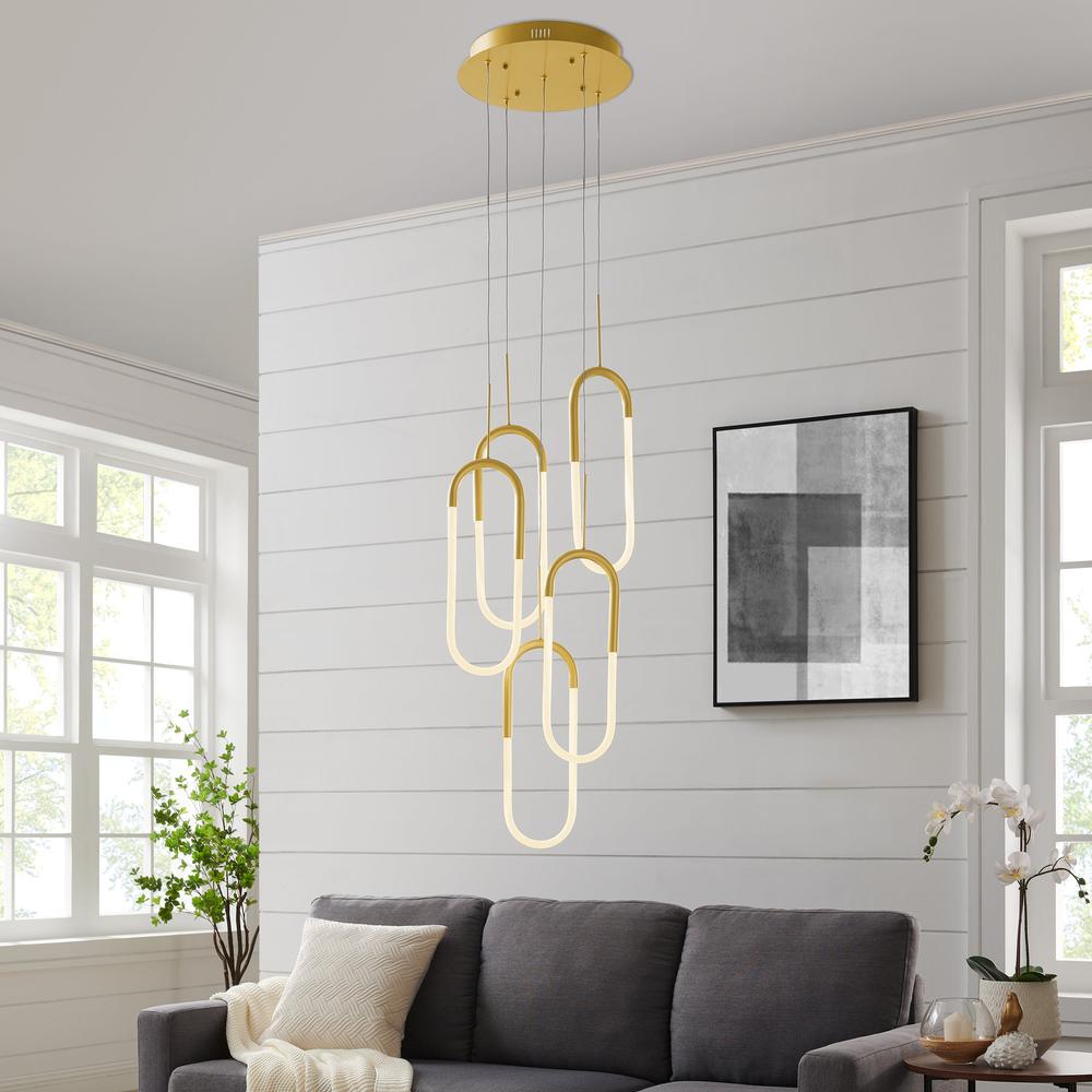 Five Clips Chandelier Sandy Gold Silicone Integrated LED Dimmable. Picture 2