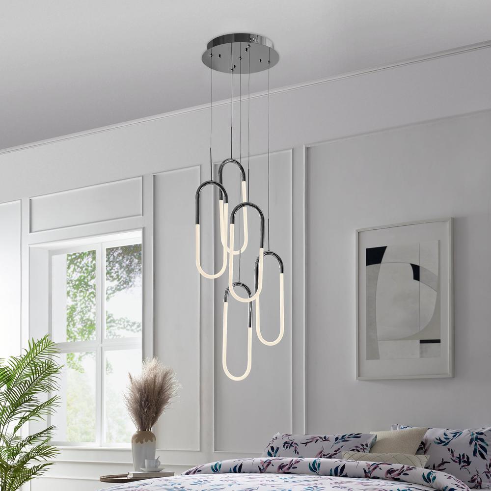 Five Clips Chandelier Chrome Silicone Integrated LED Dimmable. Picture 2