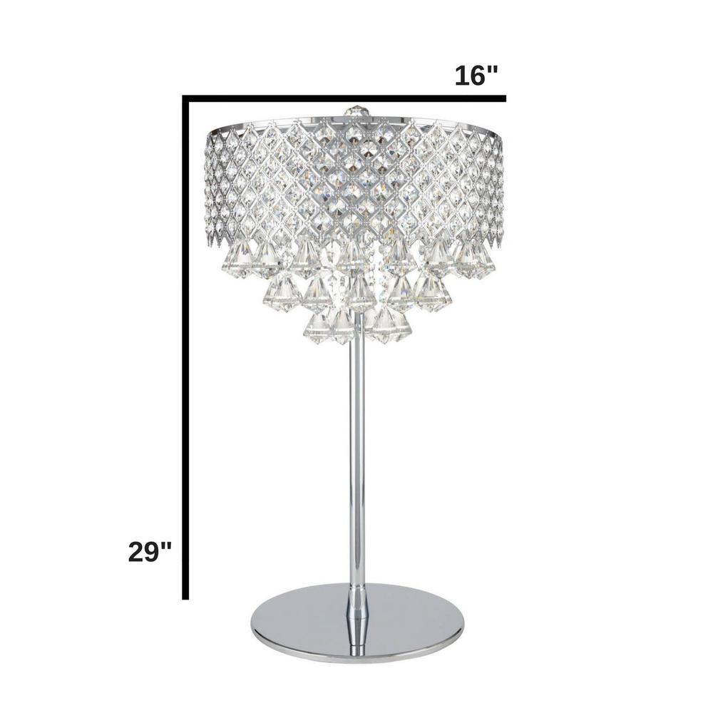 Finesse Decor Grand Table Lamp Chrome Metal and Crystal LED Light. Picture 3