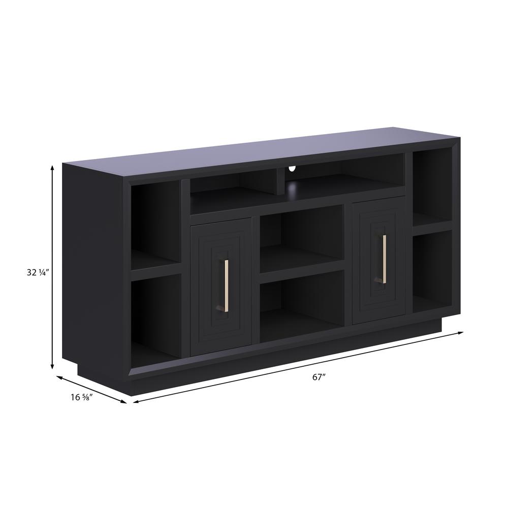 Black Finish Solid Wood TV stand That Holds TVs Up to 75 in.. Picture 3