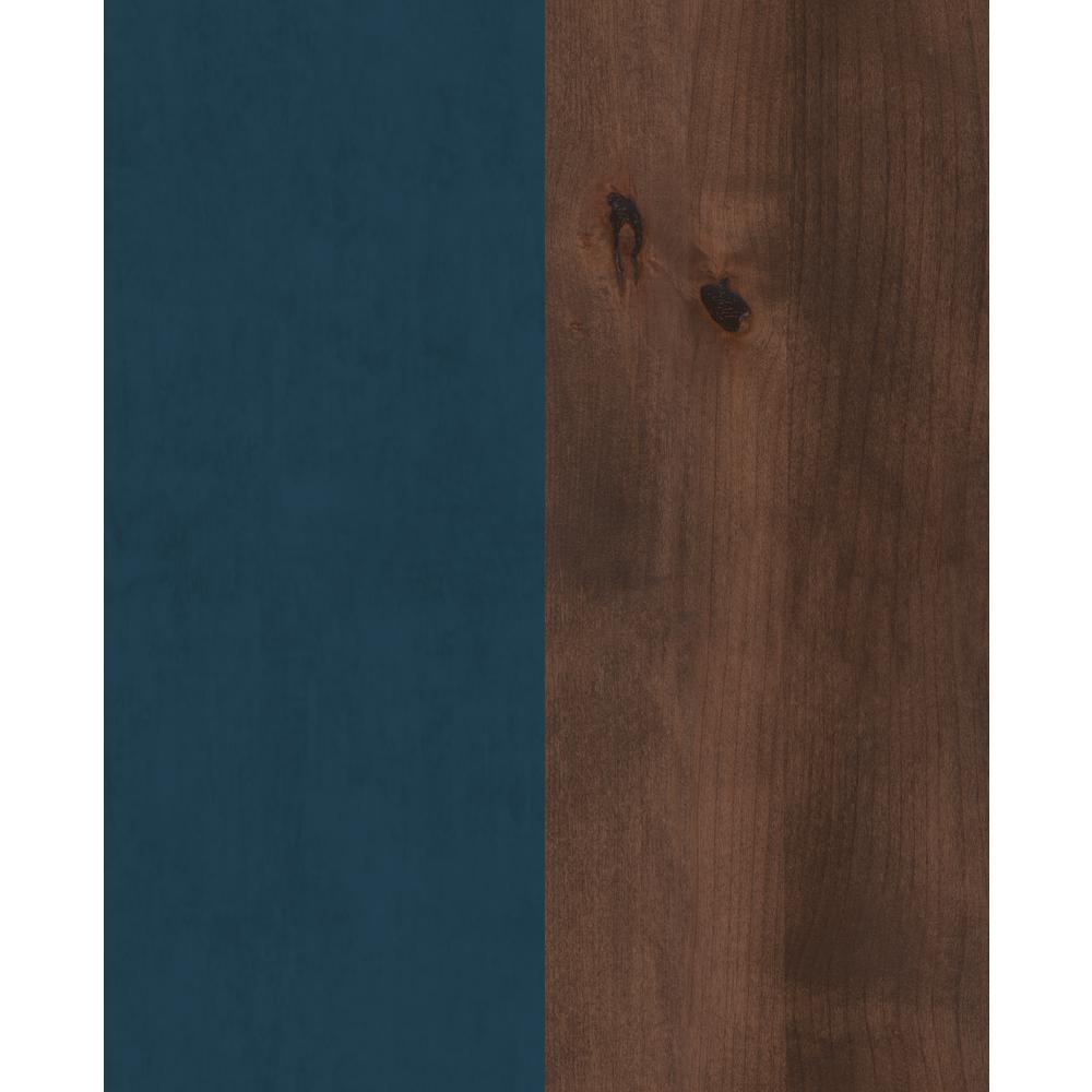 Blue Denim and Whiskey Brown Finish Solid Wood Side Table. Picture 2