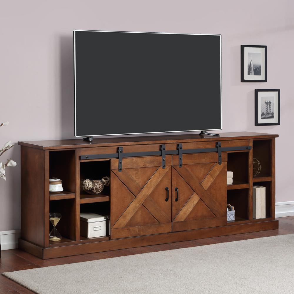 Aged Whiskey Finish TV stand that holds TVs up to 100 in.. Picture 2