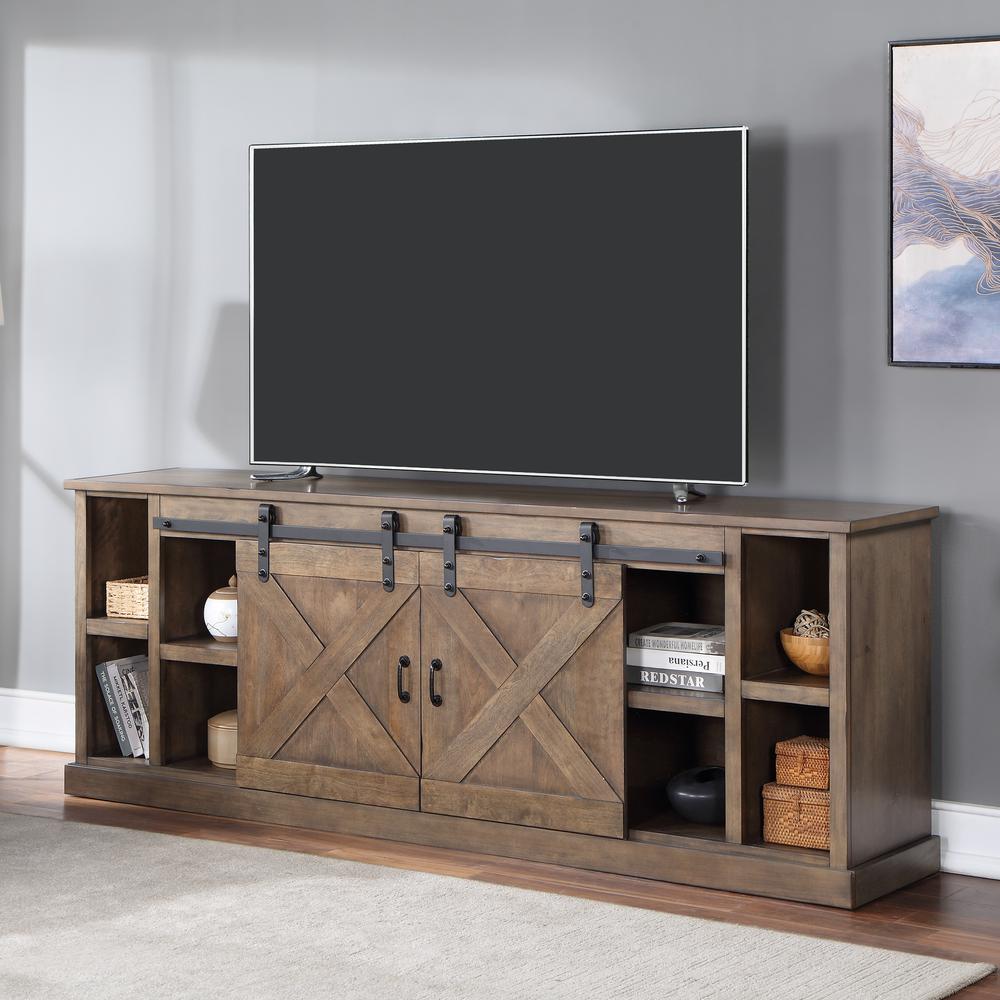 Barnwood Finish TV stand that holds TVs up to 100 in.. Picture 2