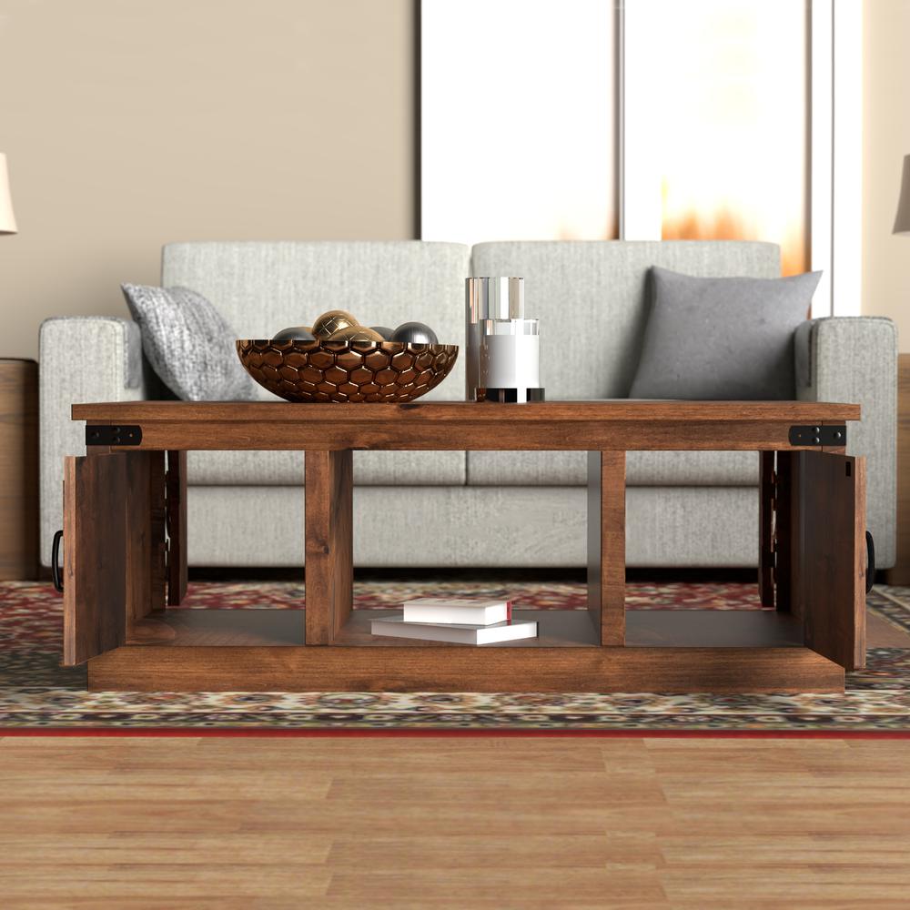 48 in. No Assembly Required Aged Whiskey Finish Solid Wood Coffee Table. Picture 7