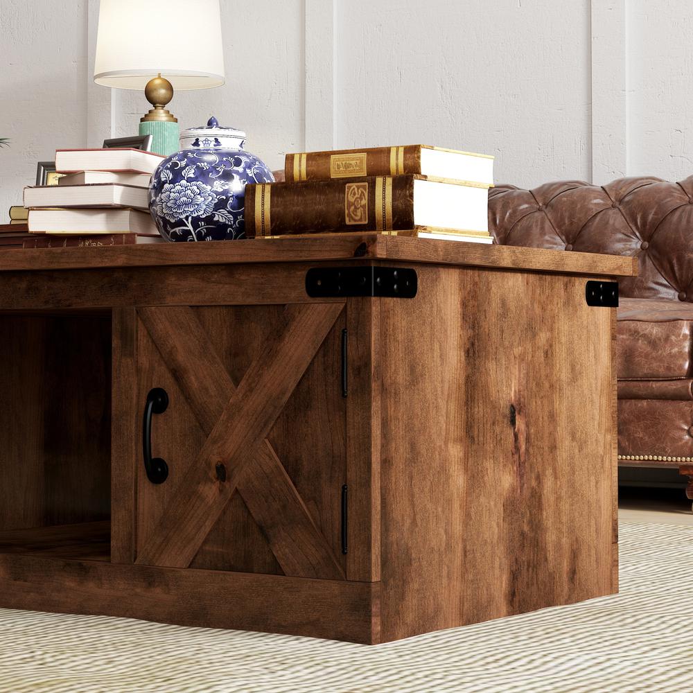 48 in. No Assembly Required Aged Whiskey Finish Solid Wood Coffee Table. Picture 6