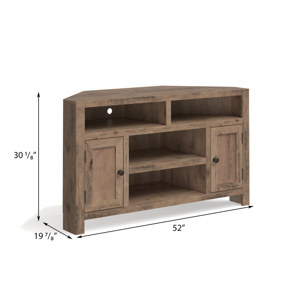 Barnwood Finish Corner TV stand that holds TVs up to 65 in.. Picture 2
