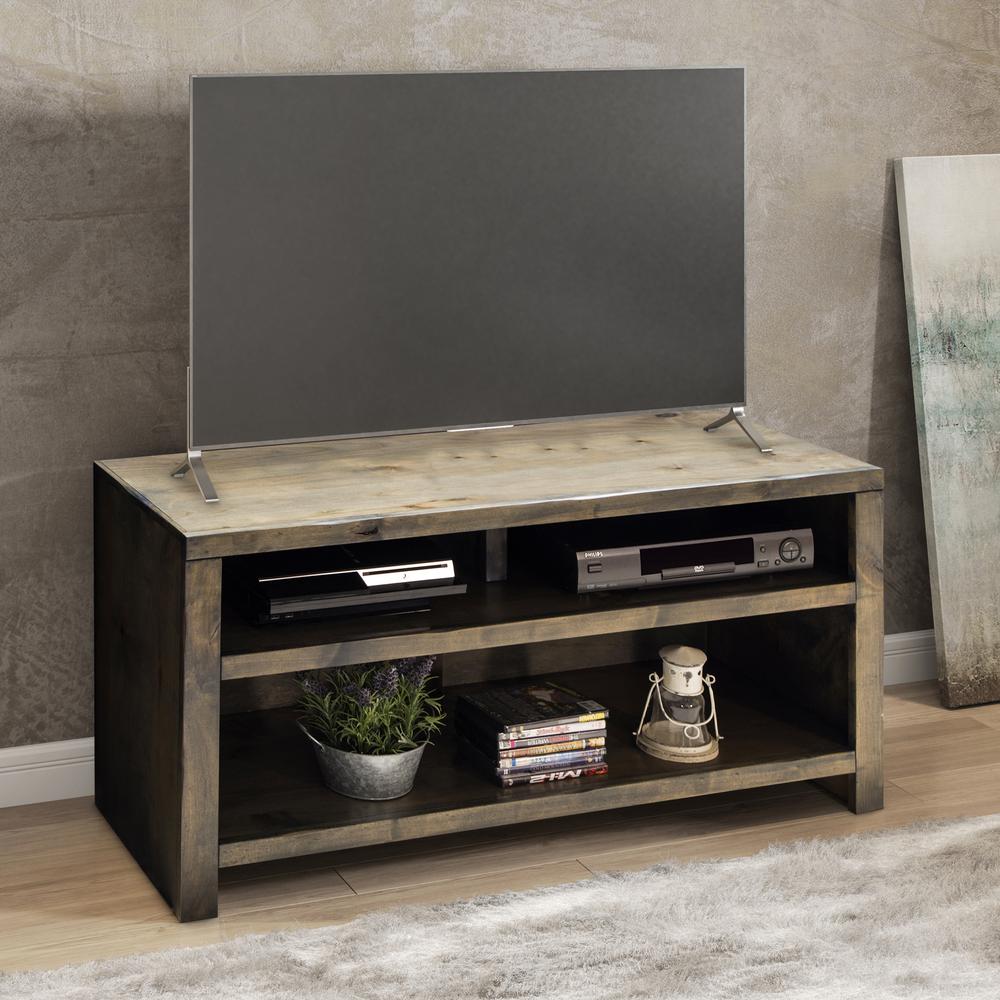 48 in. No Assembly Required Made in America Barnwood Finish Solid Wood TV Stand. Picture 1