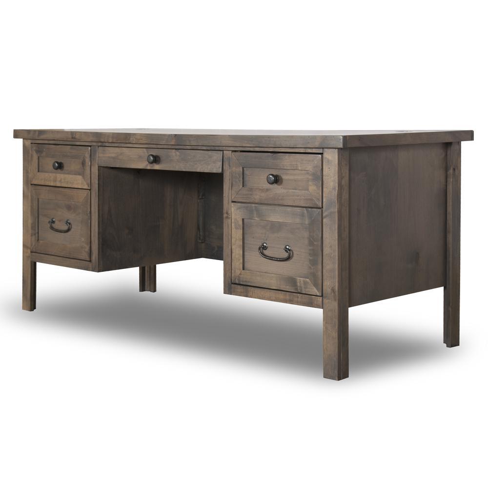 69 in. No Assembly Required Made in America Barwood Finish Executive Desk. Picture 1