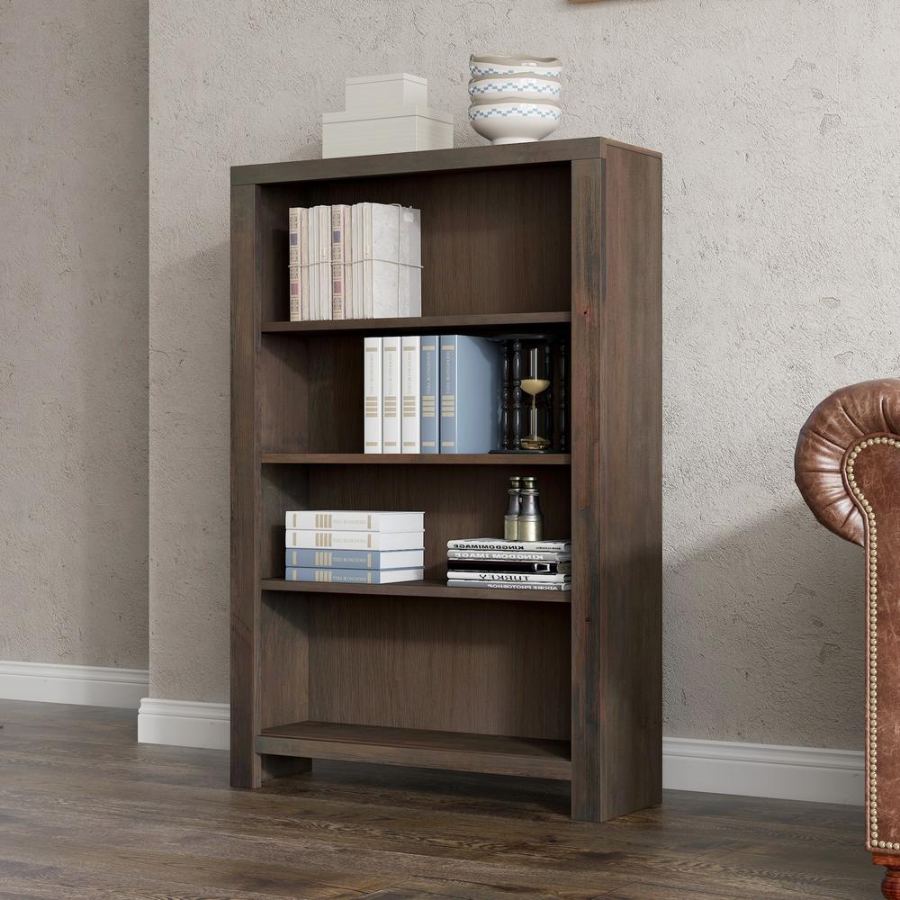 3-shelf Barnwood Finish Solid Wood Bookcase. Picture 2