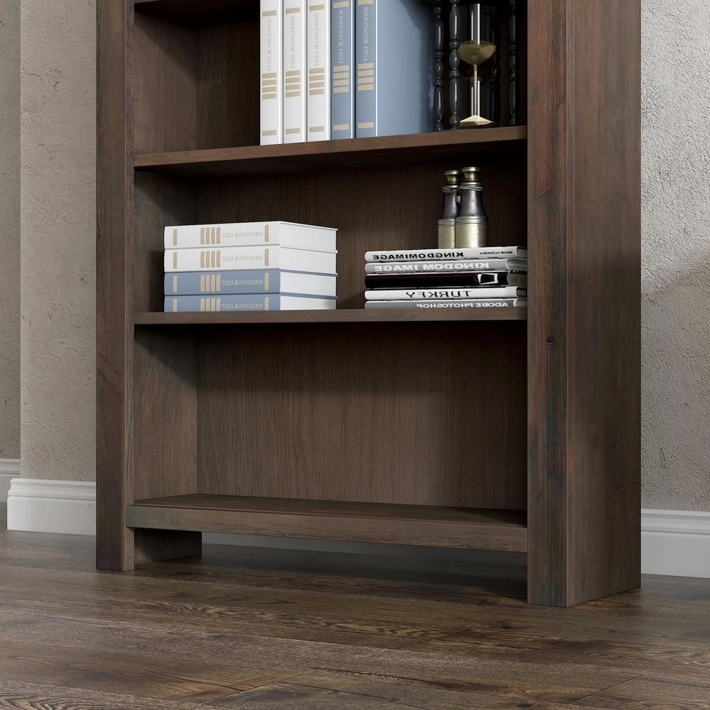 3-shelf Barnwood Finish Solid Wood Bookcase. Picture 5