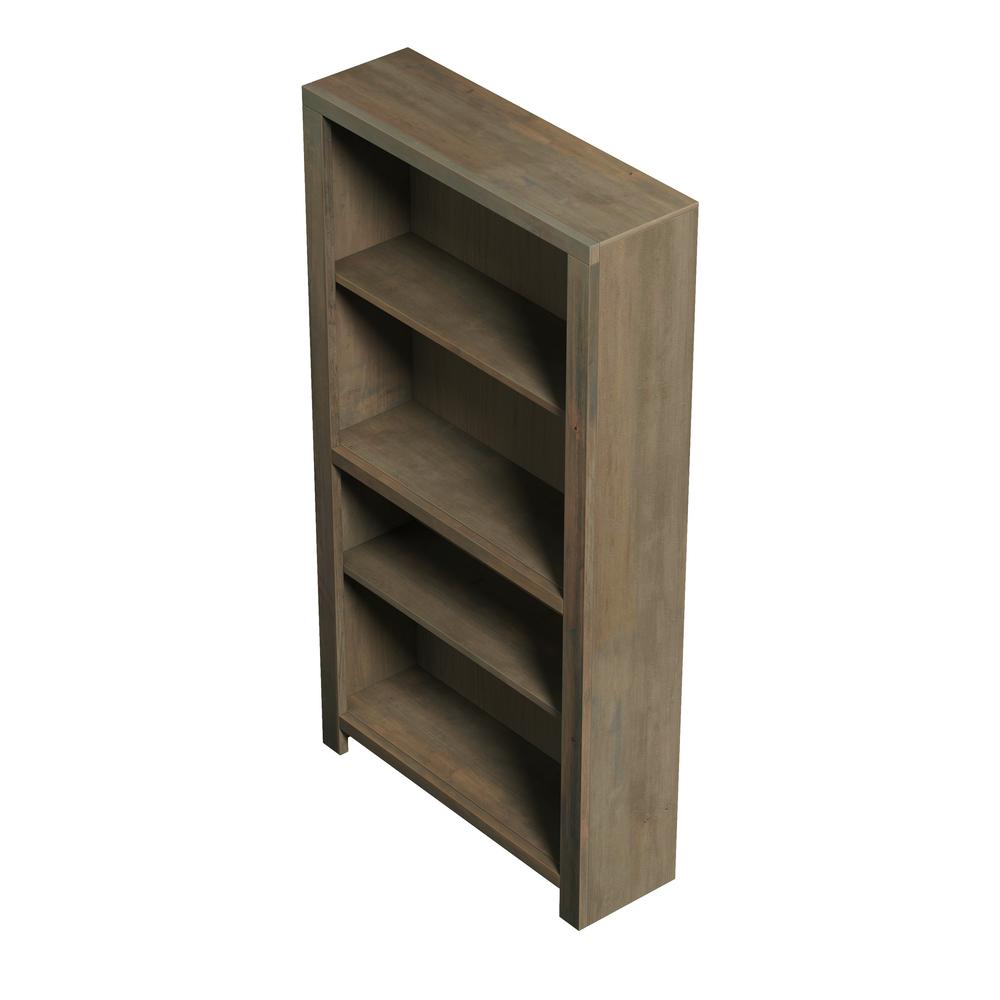 4-shelf Barnwood Finish Solid Wood Bookcase. Picture 3